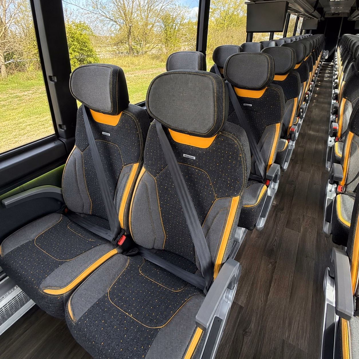 56 passenger charter bus interior